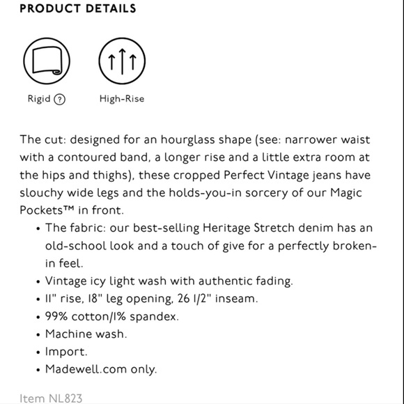 Madewell The Plus Perfect Vintage Wide-Leg Crop Jean in ward wash 33P - Picture 12 of 12